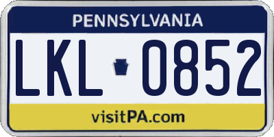 PA license plate LKL0852