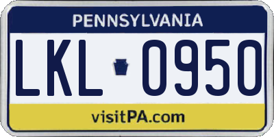 PA license plate LKL0950