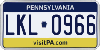 PA license plate LKL0966