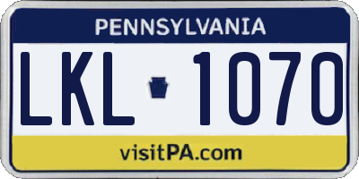 PA license plate LKL1070