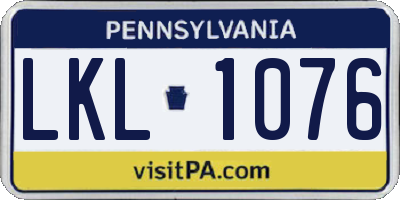 PA license plate LKL1076