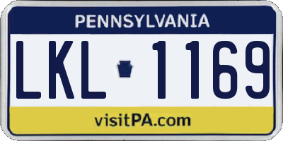 PA license plate LKL1169