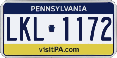 PA license plate LKL1172