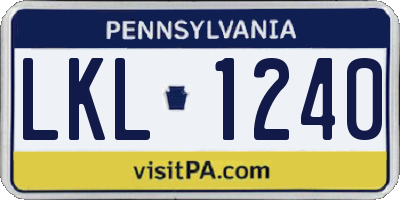 PA license plate LKL1240