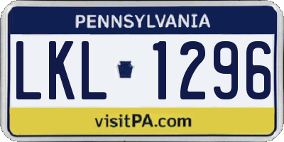 PA license plate LKL1296