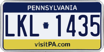 PA license plate LKL1435