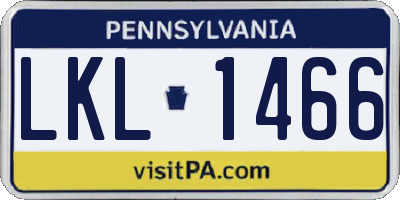 PA license plate LKL1466