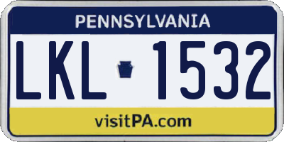PA license plate LKL1532