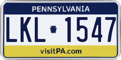 PA license plate LKL1547