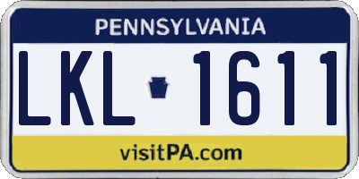PA license plate LKL1611