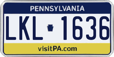 PA license plate LKL1636