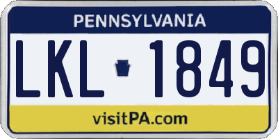 PA license plate LKL1849