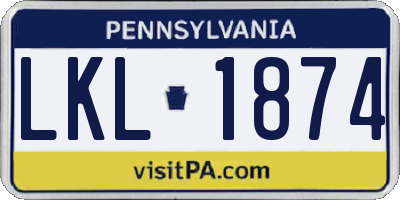 PA license plate LKL1874