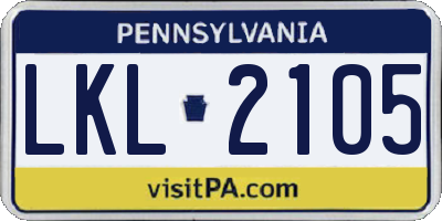 PA license plate LKL2105