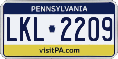 PA license plate LKL2209