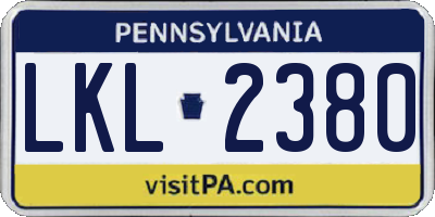 PA license plate LKL2380