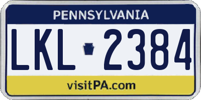 PA license plate LKL2384