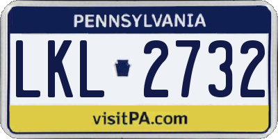 PA license plate LKL2732