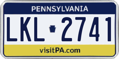 PA license plate LKL2741