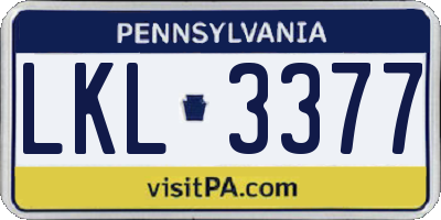 PA license plate LKL3377