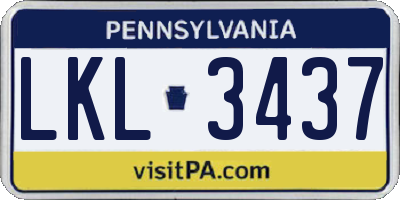 PA license plate LKL3437