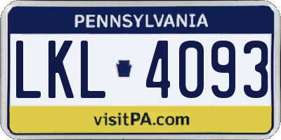 PA license plate LKL4093