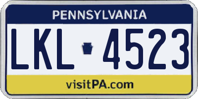 PA license plate LKL4523