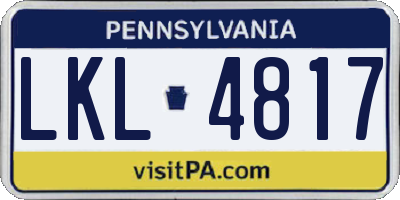 PA license plate LKL4817