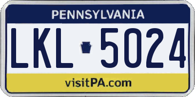 PA license plate LKL5024