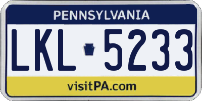 PA license plate LKL5233