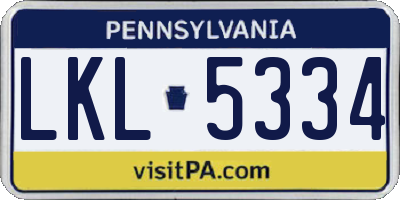PA license plate LKL5334