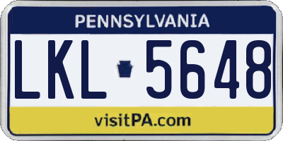 PA license plate LKL5648