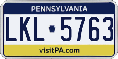 PA license plate LKL5763
