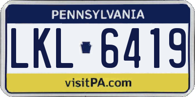 PA license plate LKL6419