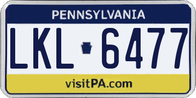 PA license plate LKL6477