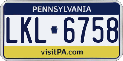 PA license plate LKL6758