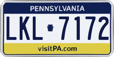 PA license plate LKL7172