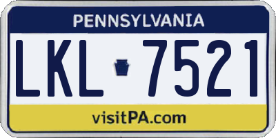 PA license plate LKL7521