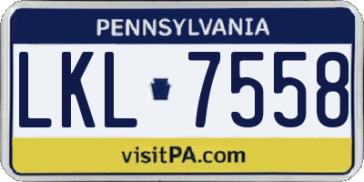 PA license plate LKL7558