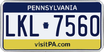 PA license plate LKL7560
