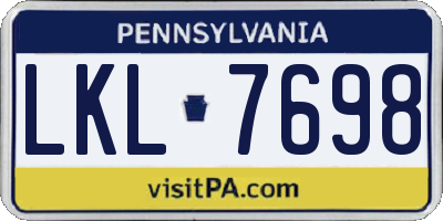 PA license plate LKL7698