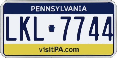 PA license plate LKL7744
