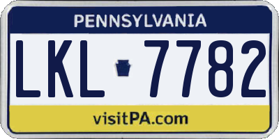 PA license plate LKL7782
