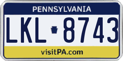 PA license plate LKL8743