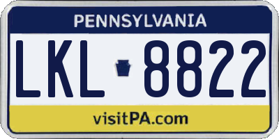 PA license plate LKL8822