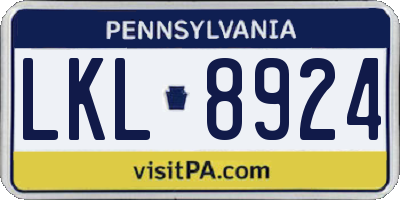 PA license plate LKL8924