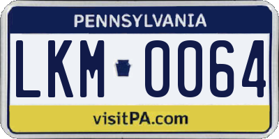 PA license plate LKM0064