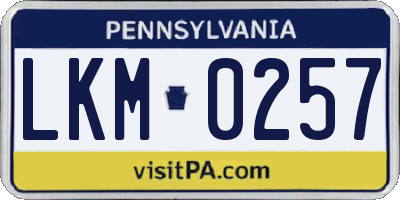 PA license plate LKM0257