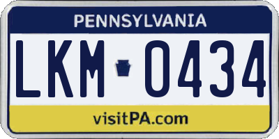 PA license plate LKM0434