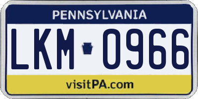 PA license plate LKM0966